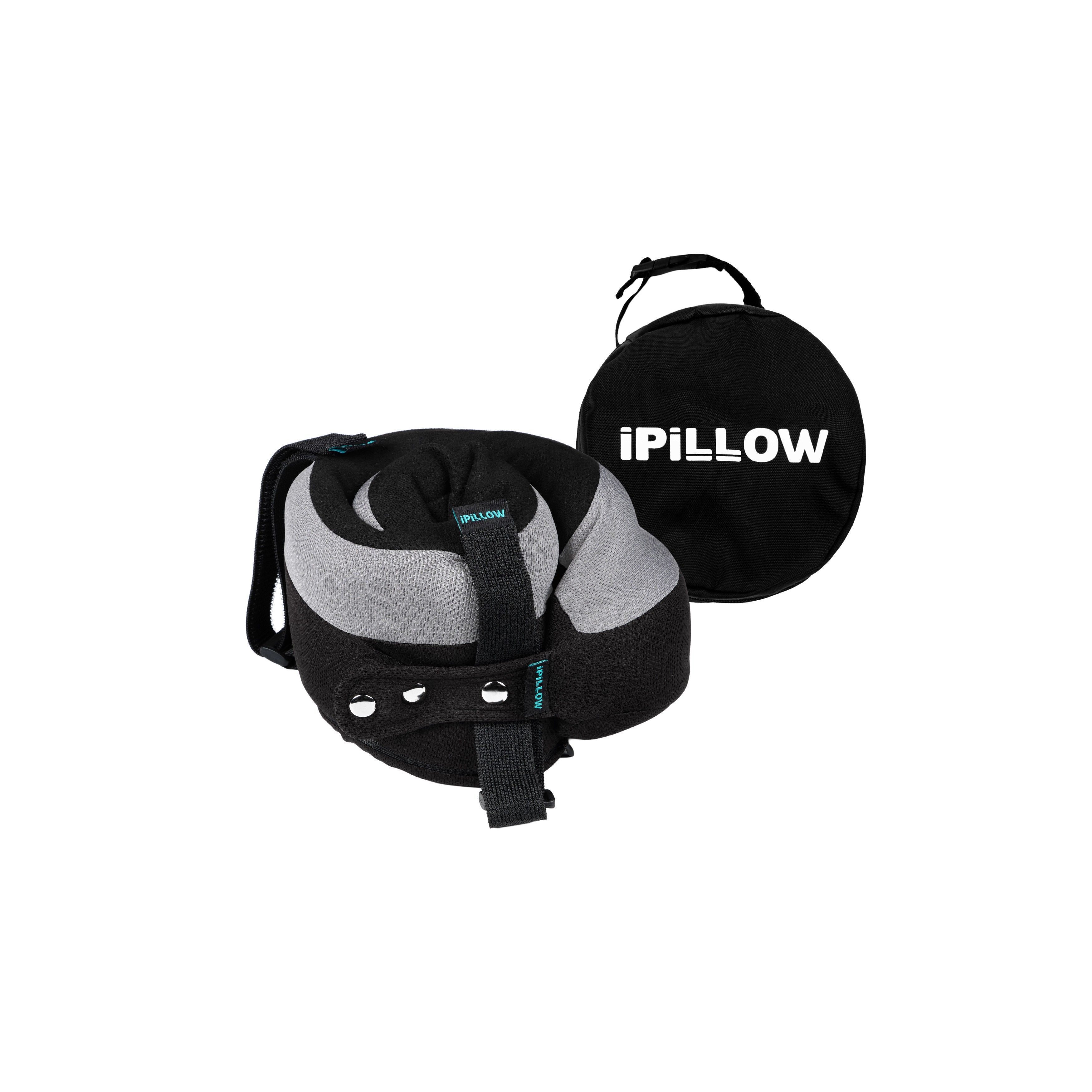 Подушка для путешествий на шею с эффектом памяти ортопедическая iPillow Neck Evolution Button Gray серая
