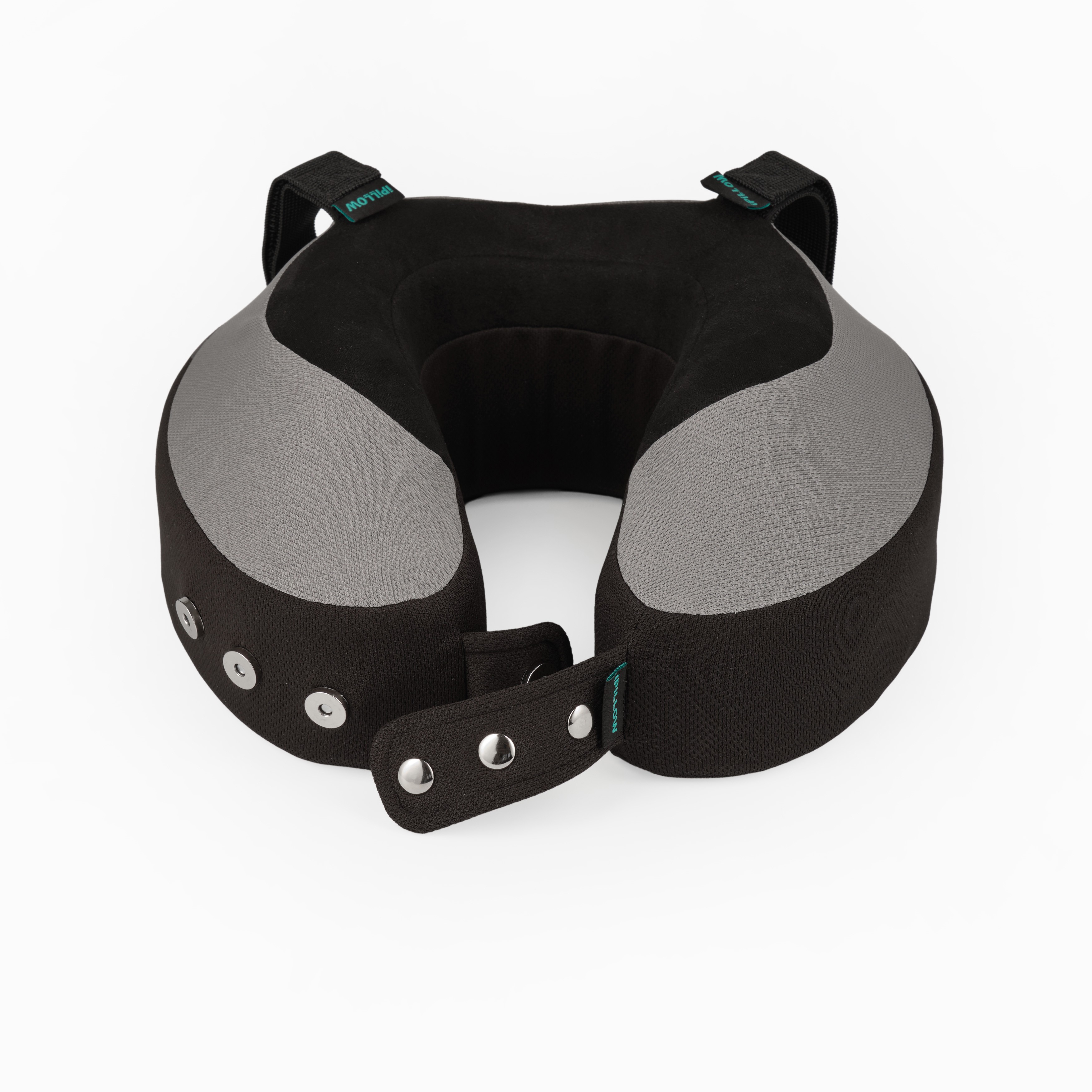 Подушка для путешествий на шею с эффектом памяти ортопедическая iPillow Neck Evolution Button Gray серая