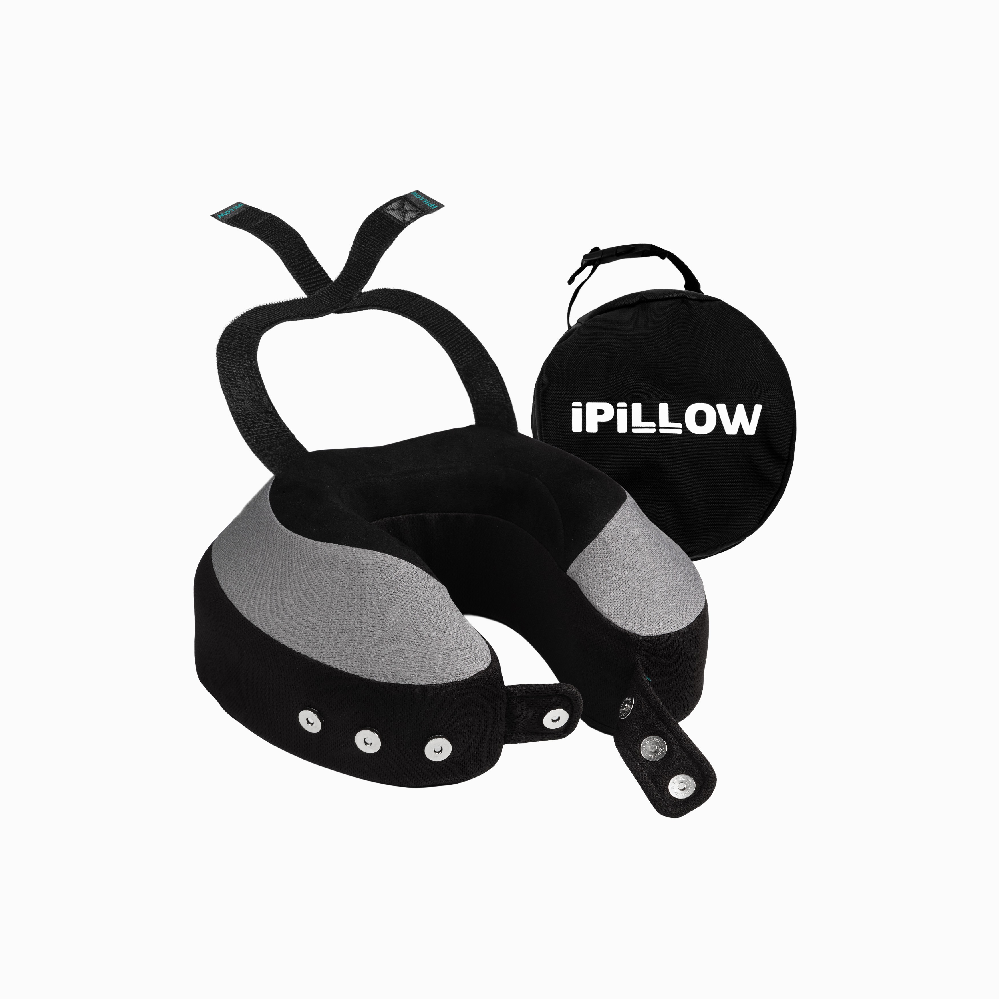 Подушка для путешествий на шею с эффектом памяти ортопедическая iPillow Neck Evolution Button Gray серая