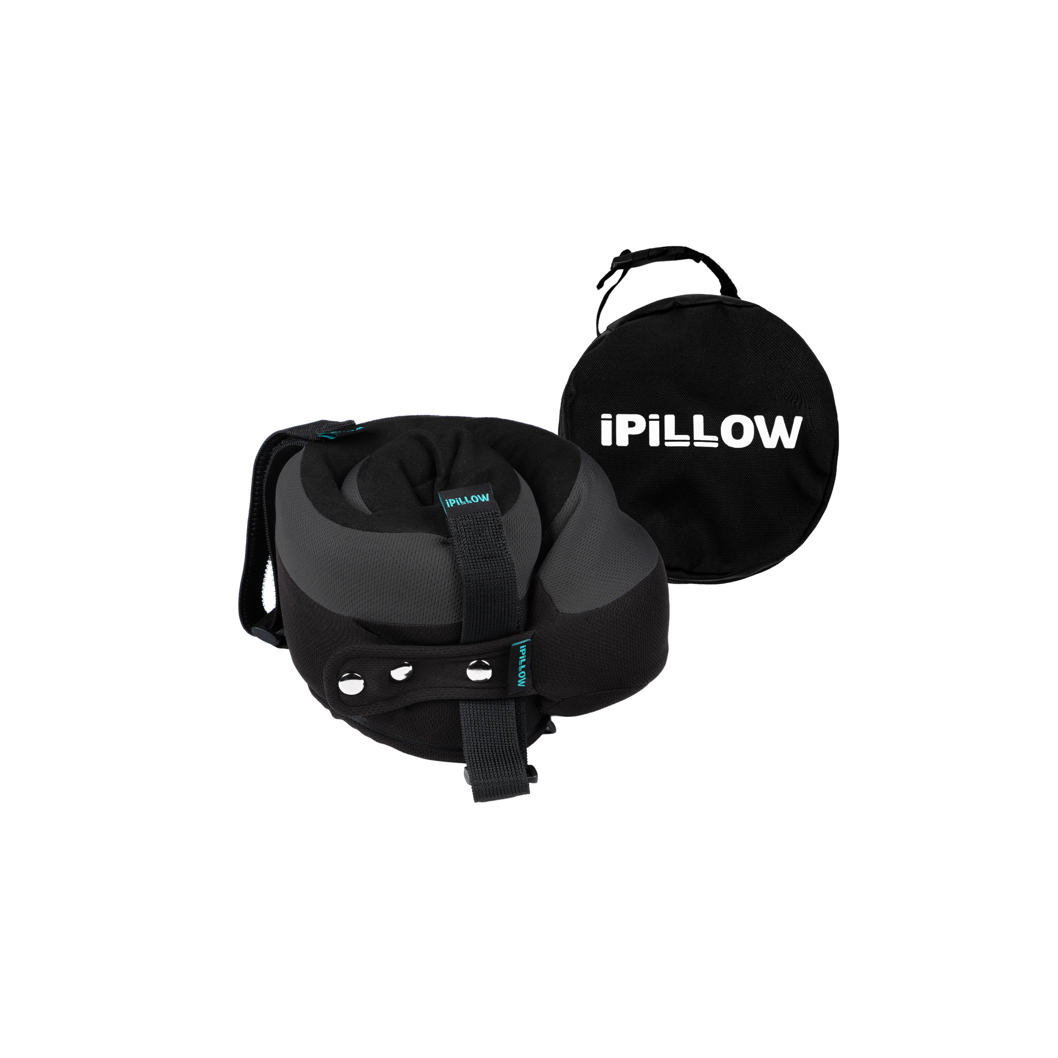 Подушка для путешествий на шею с эффектом памяти ортопедическая iPillow Neck Evolution Button Total Black черный