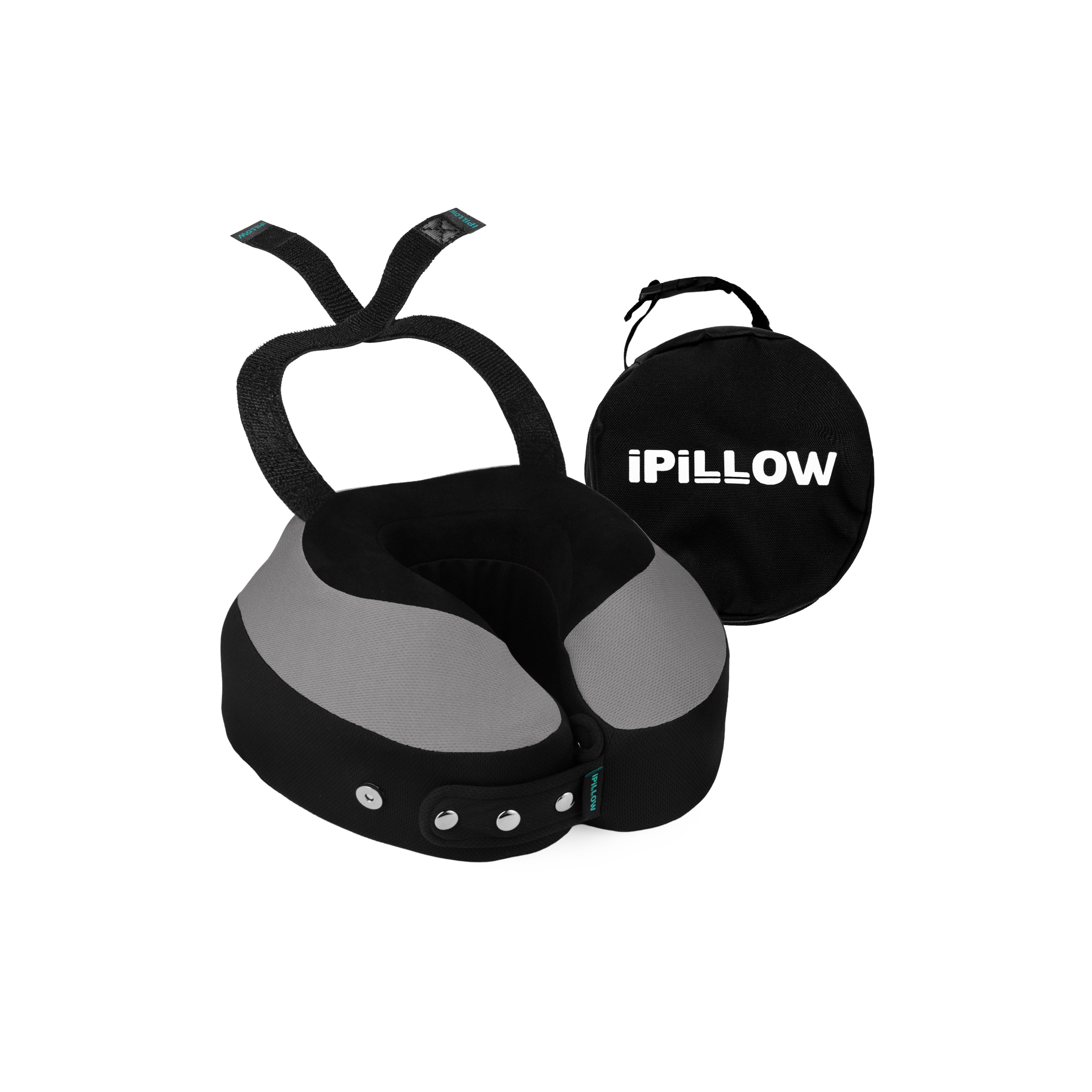 Подушка для путешествий на шею с эффектом памяти ортопедическая iPillow Neck Evolution Button Gray серая