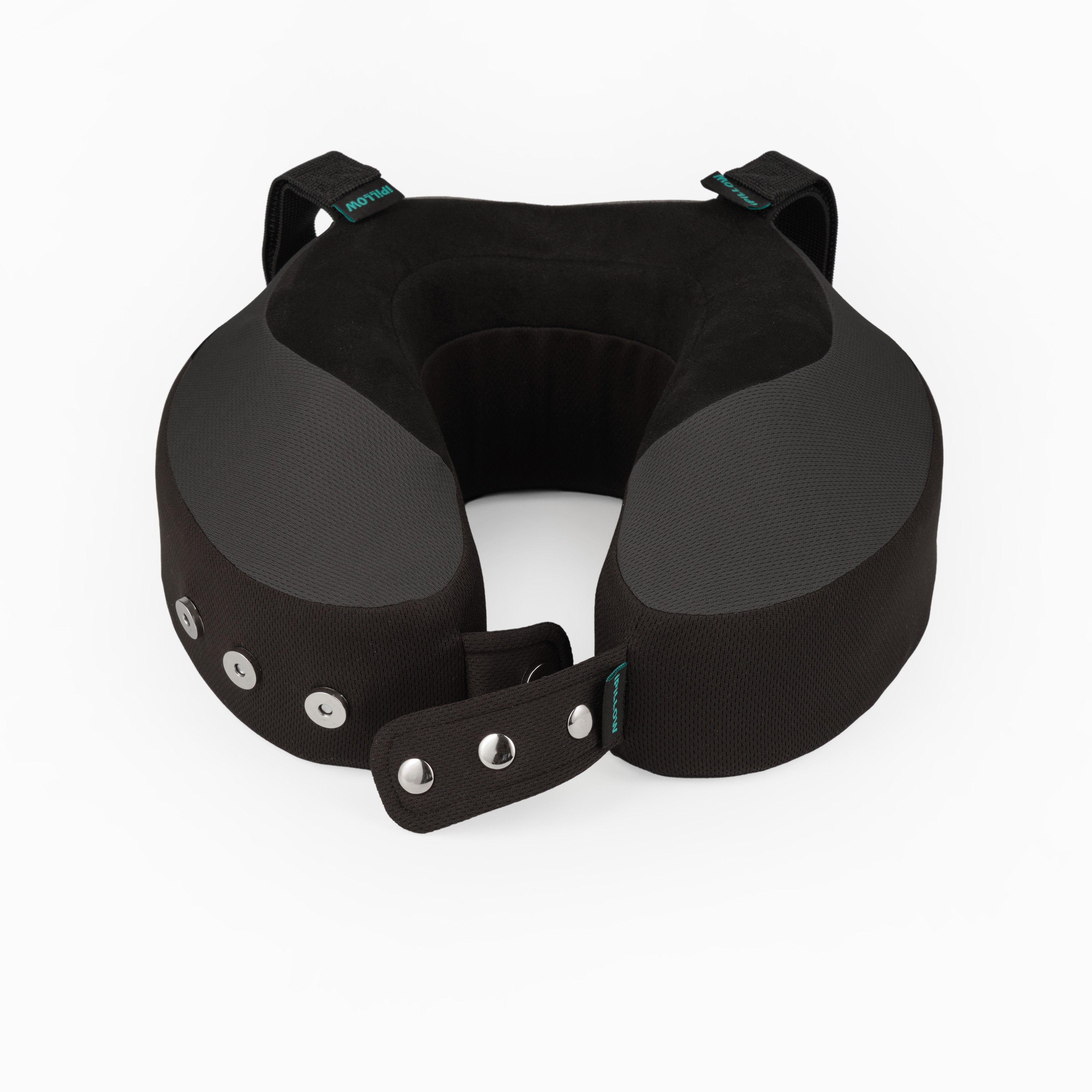 Подушка для путешествий на шею с эффектом памяти ортопедическая iPillow Neck Evolution Button Total Black черный
