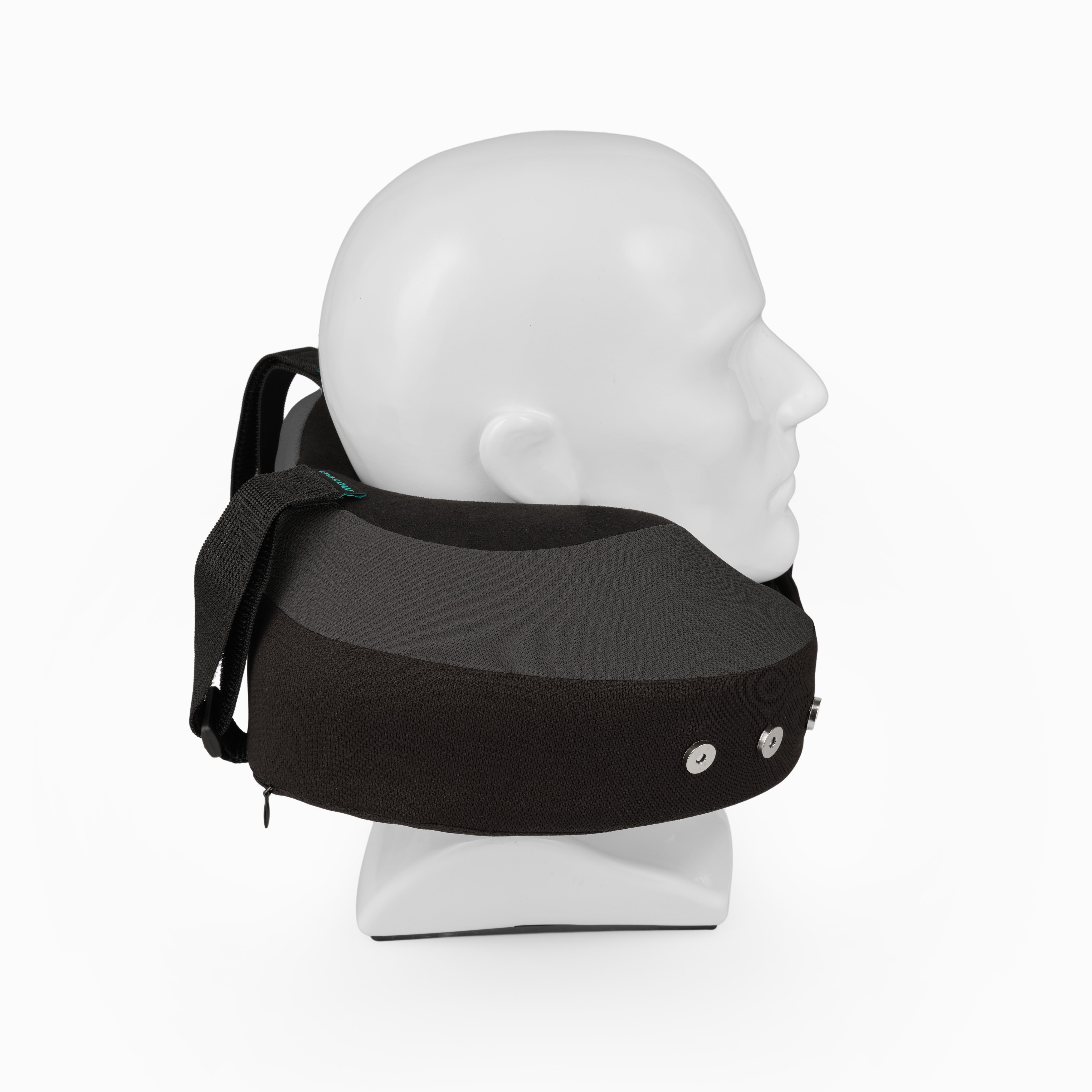 Подушка для путешествий на шею с эффектом памяти ортопедическая iPillow Neck Evolution Button Total Black черный
